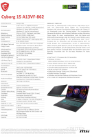MSI Cyborg 15 Gaming-Laptop, 15,6" Full HD 144Hz